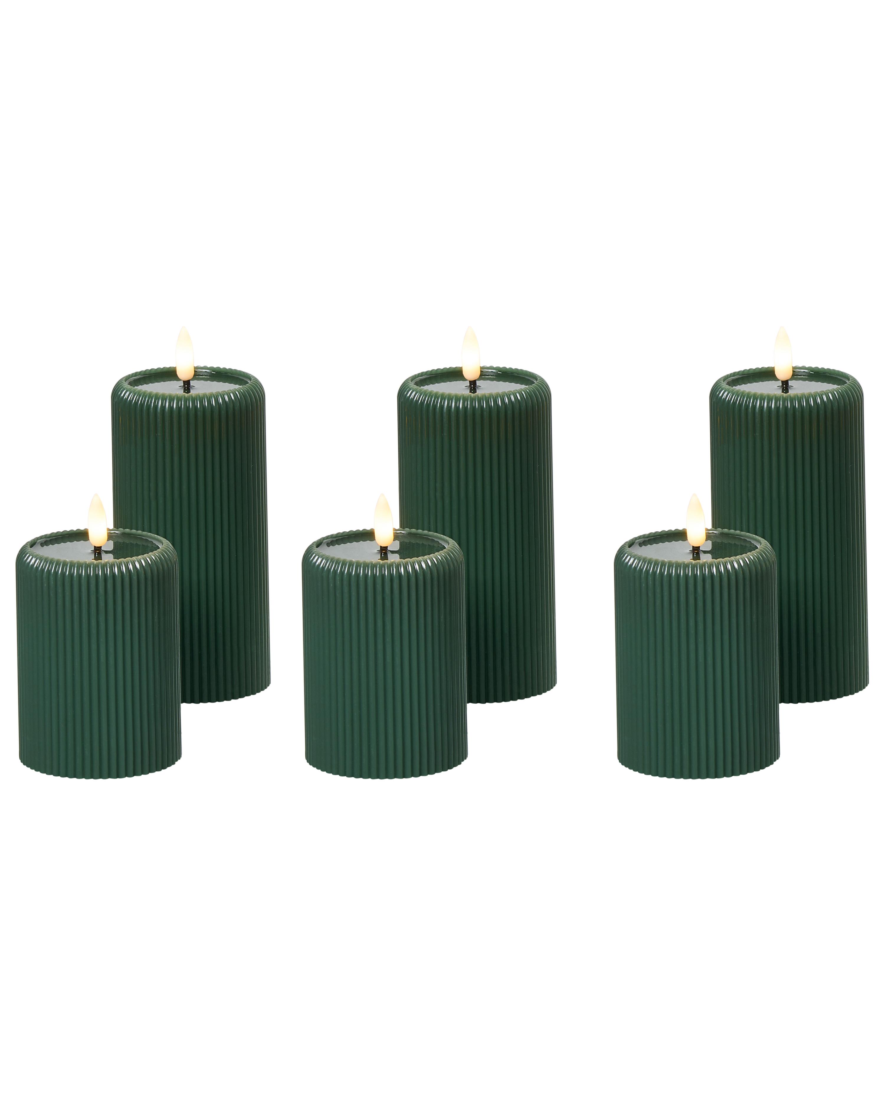 Set of 6 LED Candles NOISETTE 10/16 cm Green