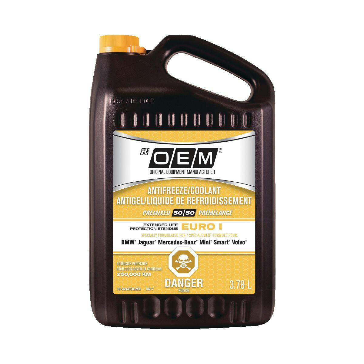 OEM 50/50 Premixed Anti-Freeze/Coolant, BMW/Jaguar/Mercedes-Benz, Euro I, 3.78-L
