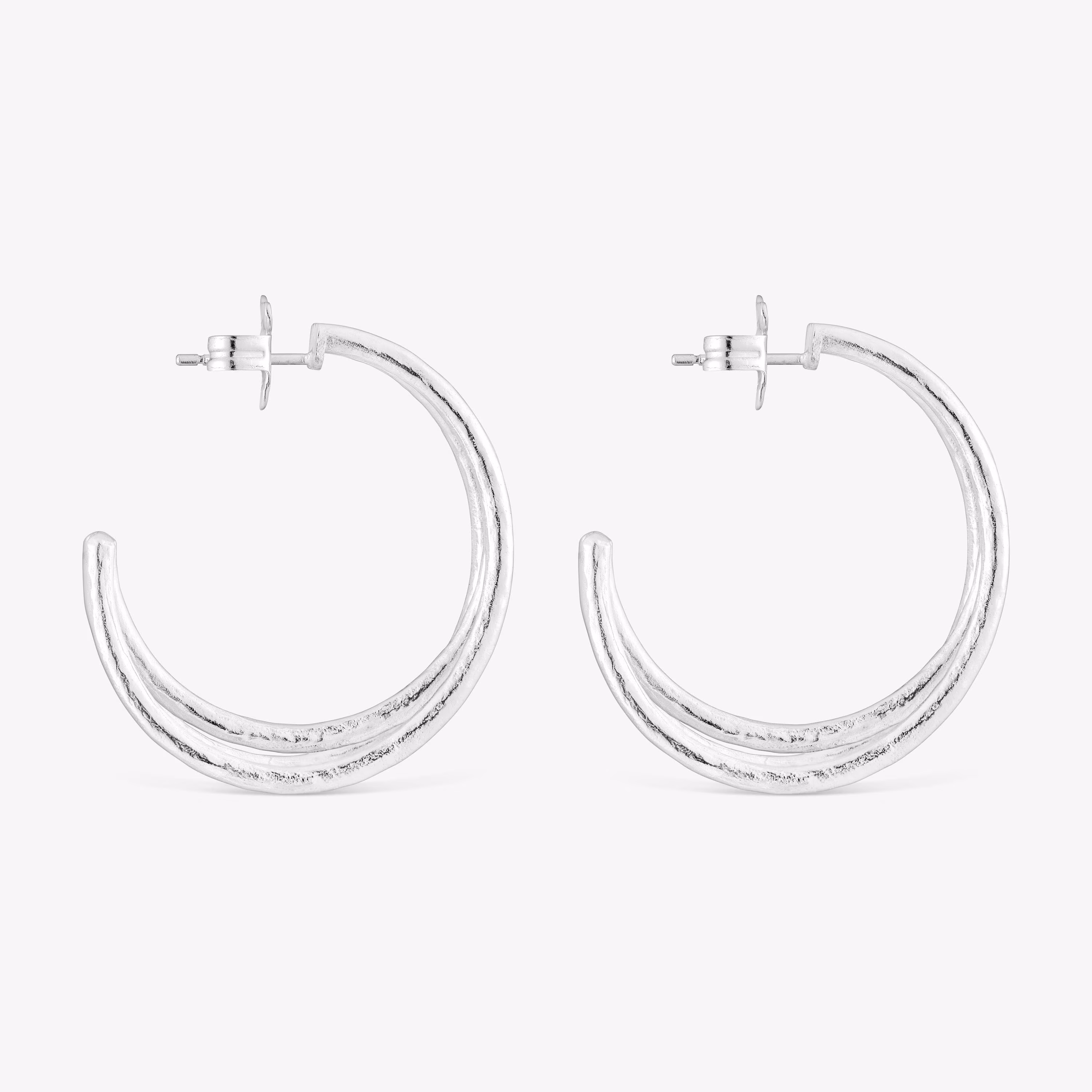 Pendientes de aro de plata 32 mm Duna
