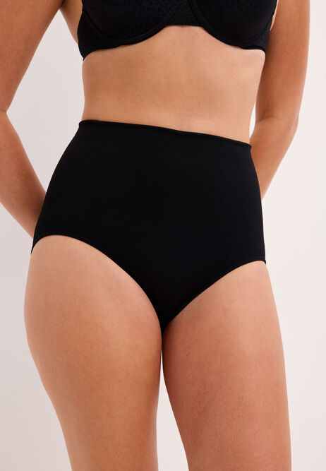 Womens Black High Waist Shaping Seamless Briefs