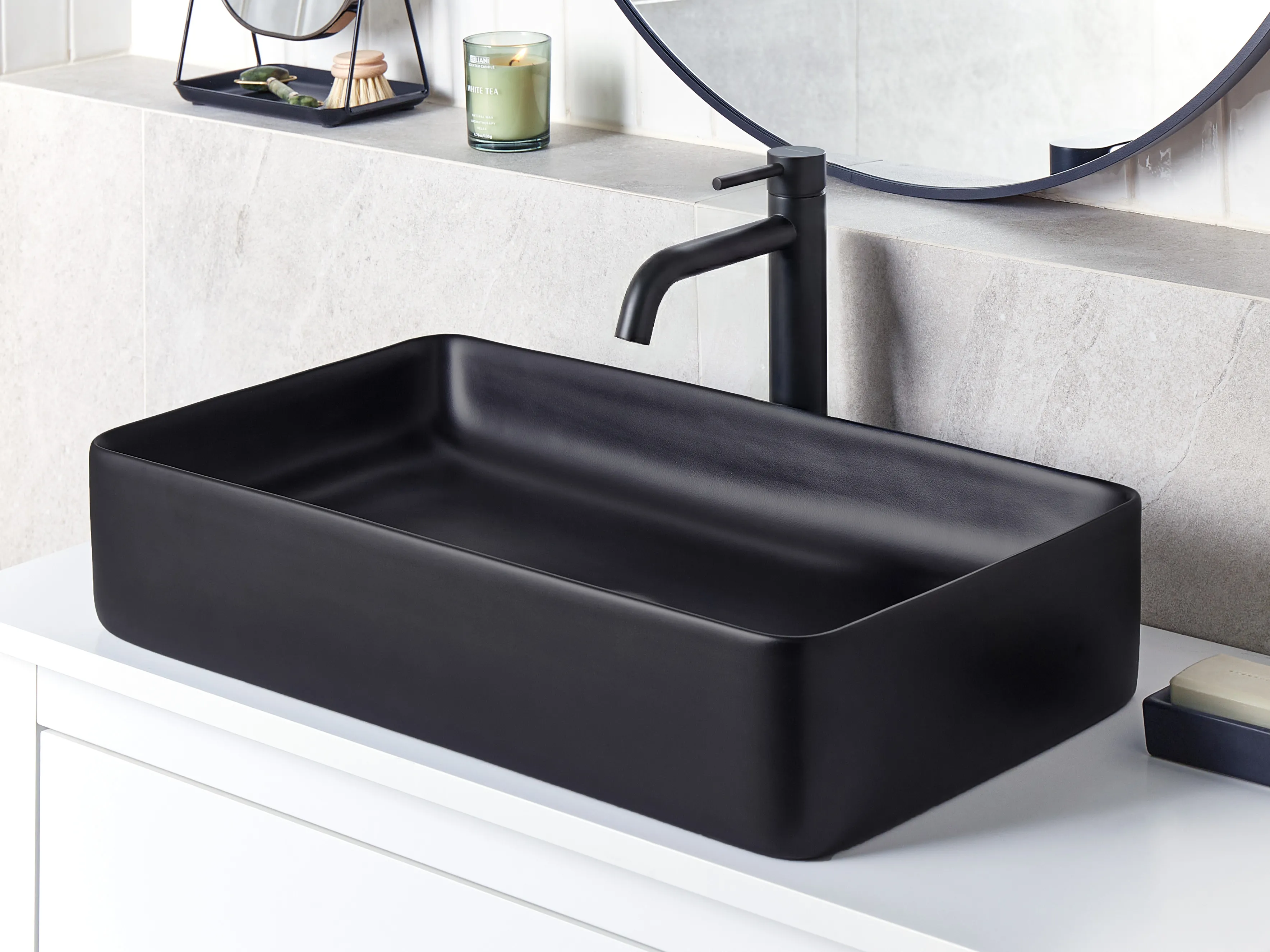 Countertop Basin ULUA 610 x 350 mm Ceramic Black