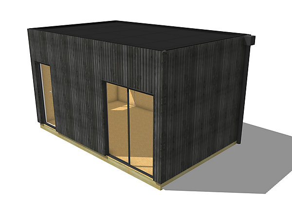 Bureau de jardin 4 saisons en bois 5,5 x 3,5 x 3,2 m / isolation RE2020 avec plancher isolé