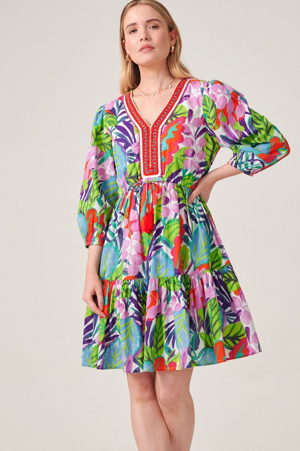 Klass. Printed Cotton Tunic Dress