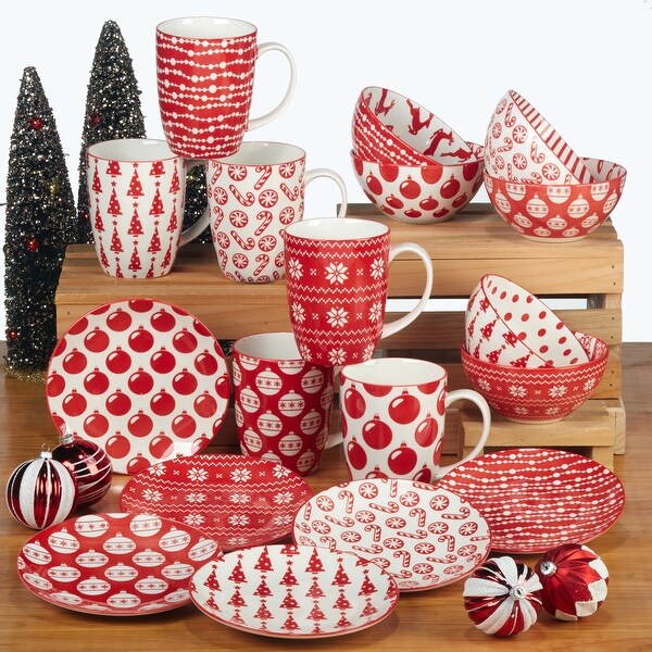 Certified International Peppermint Candy 30 oz. All Purpose Bowls, Set of 6 Assorted Designs - 30 oz.
