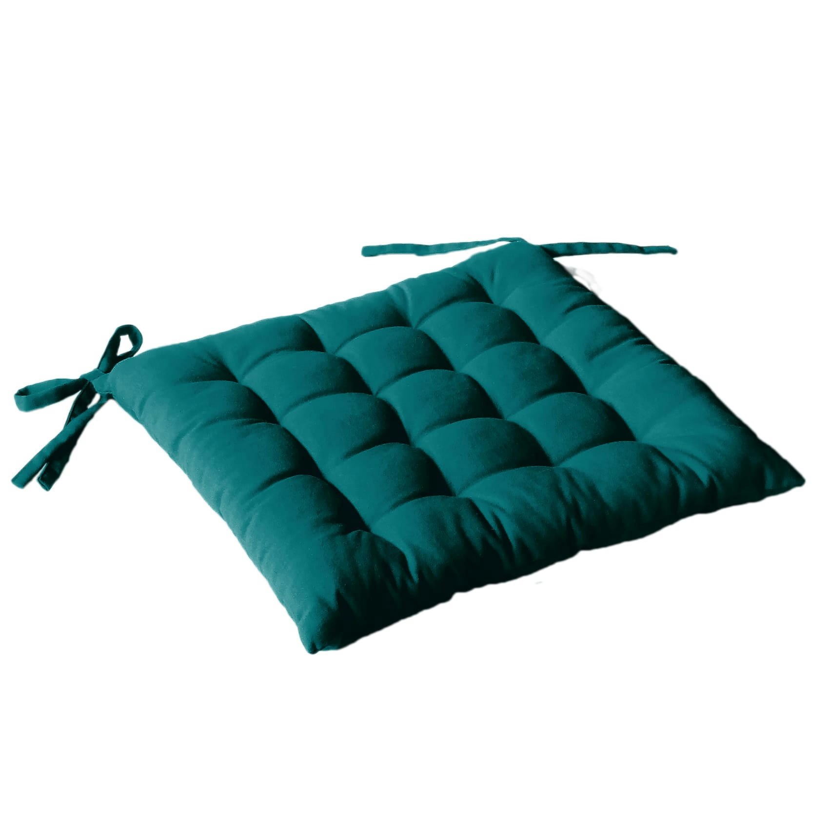 - Galette de chaise piquée en coton vert emeraude 40x40cm