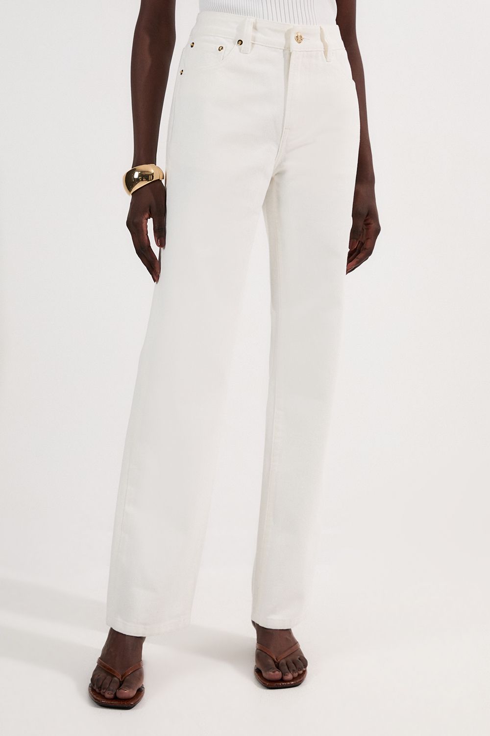 KarenMillen Rigid Denim Mid Rise Straight Leg Jean