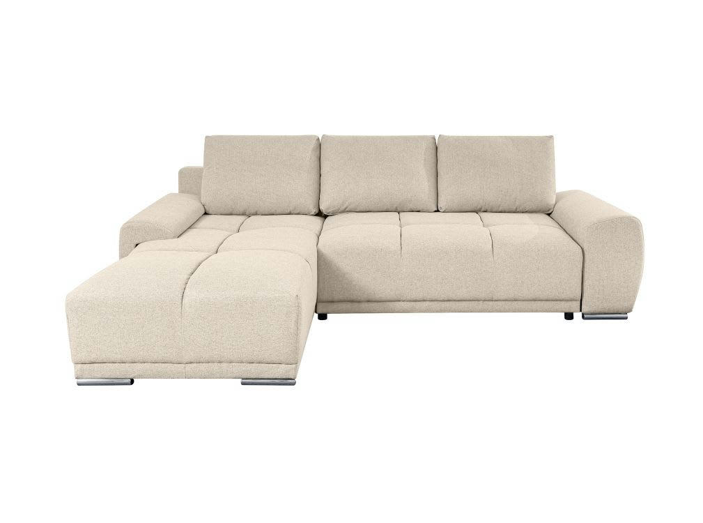 - Canapé d'angle gauche 3 places convertible avec coffre - Tissu Beige