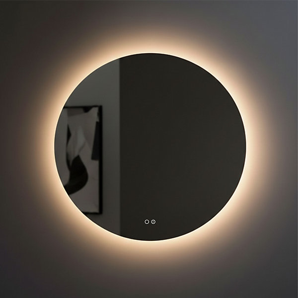 Miroir rond 100 cm avec bord poli et rétroéclairage périmétrique à led, interrupteur tactile et système antibuée