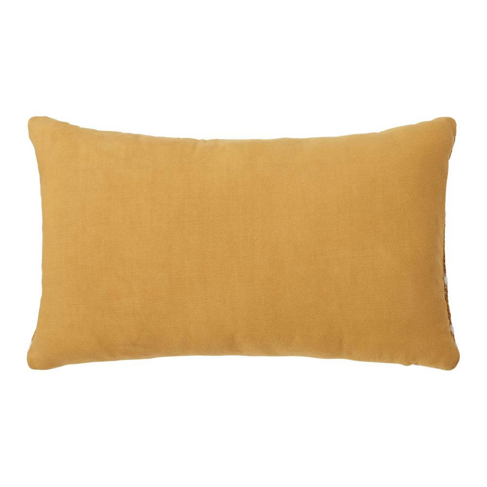 AYAN - Coussin tissé jaune moutarde motifs graphiques 30x50