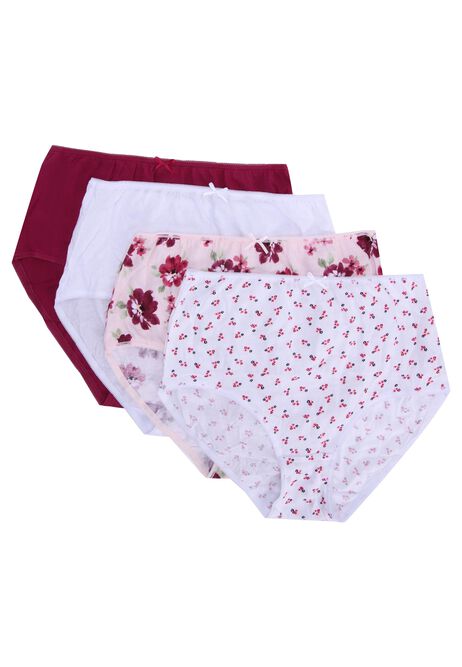 Womens 4pk Plum Floral Full Briefs
