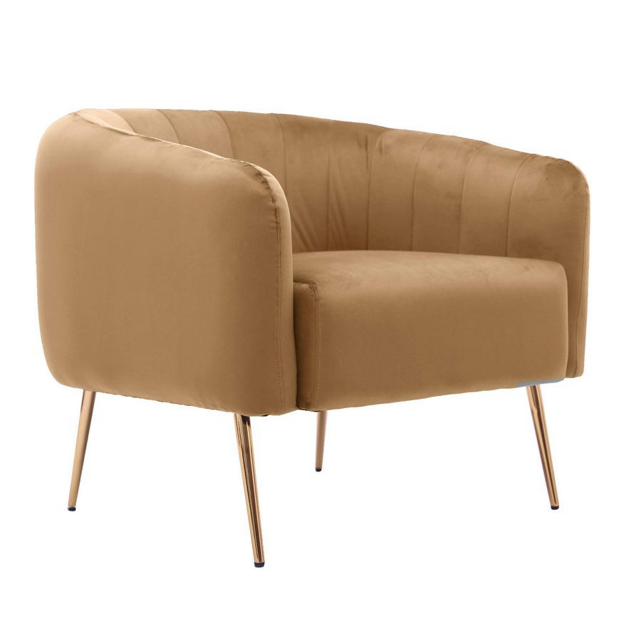 VELVET - Fauteuil en velours noisette