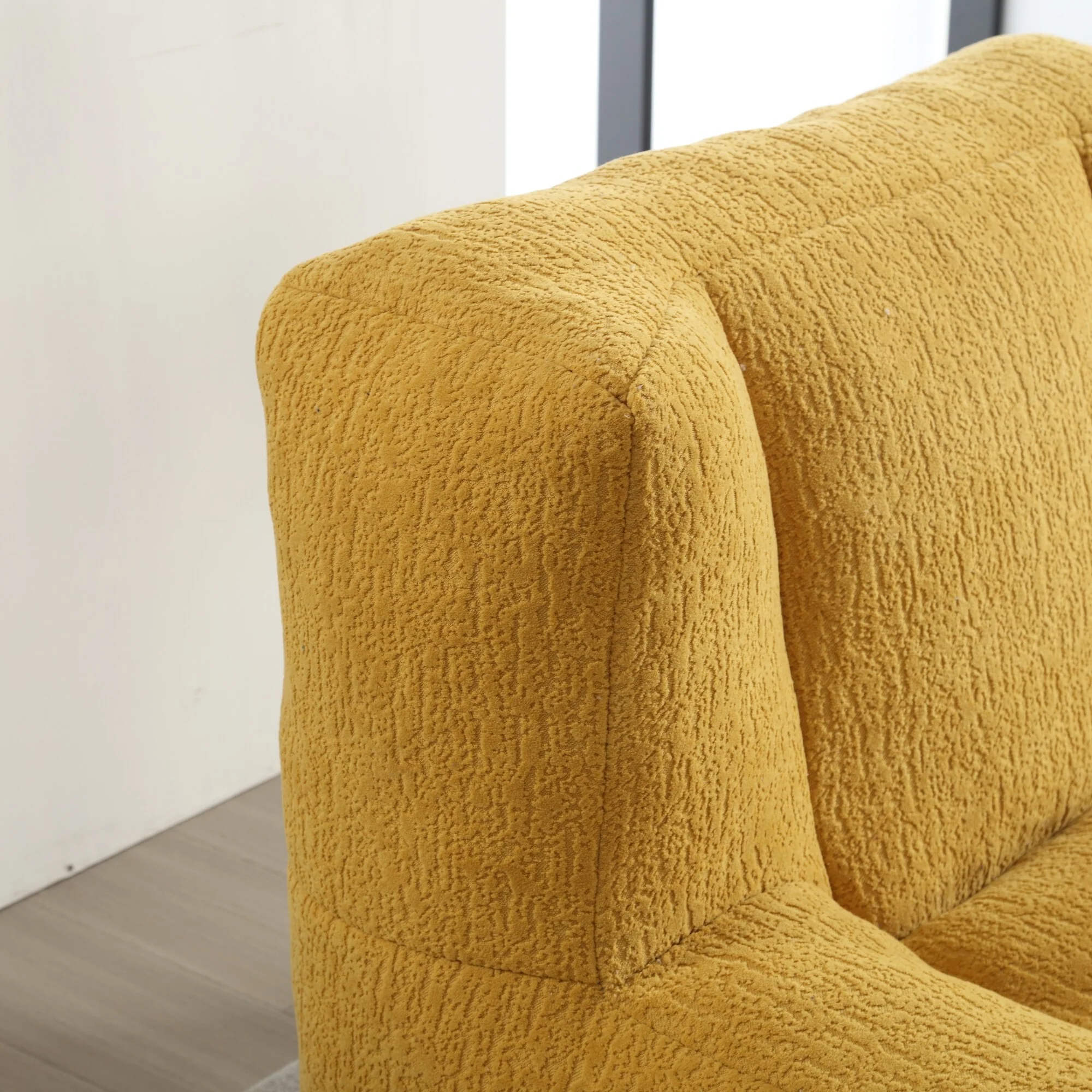 Yellow Modern 38.5 Velvet Upholstered Accent Chair with Ottoman Included