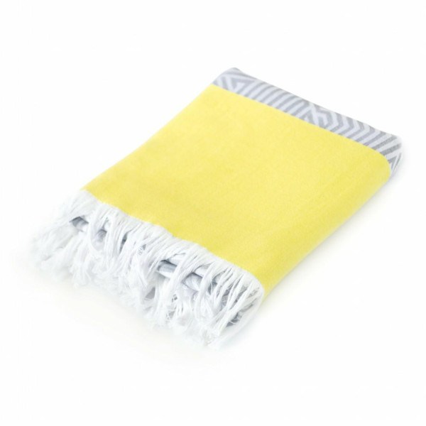 Ręcznik plażowy 100x160 Fouta Malaga żółty szary Zwoltex