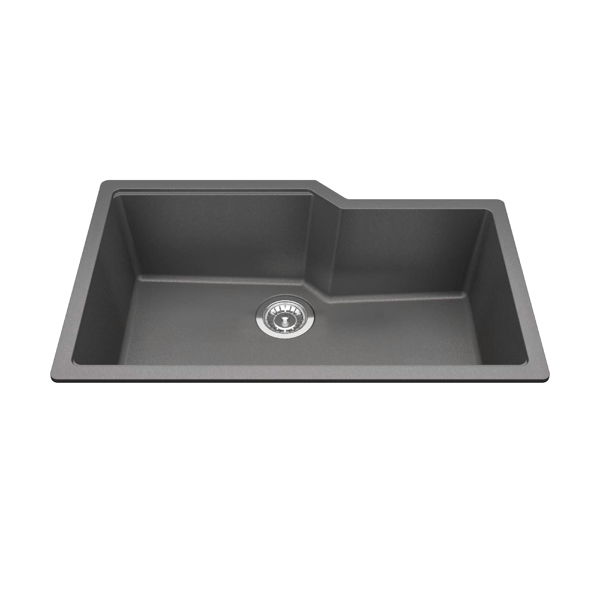 Kindred Urban Undermount Granite Single Bowl Kitchen Sink, 30.69-in x 19.69-in x 9.06-in, Stone Grey