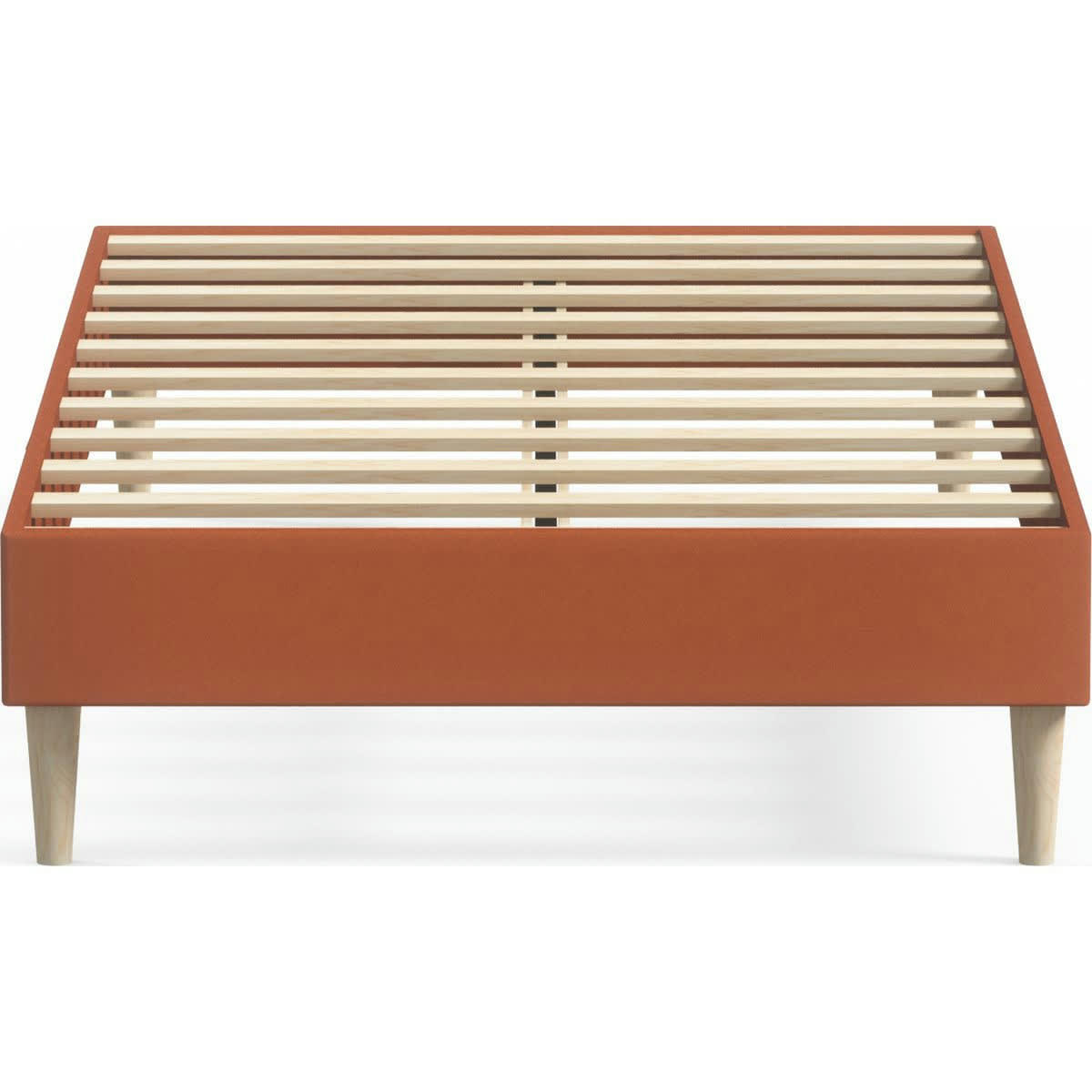 DINA - Lit adulte 90x190 cm en velours rouille