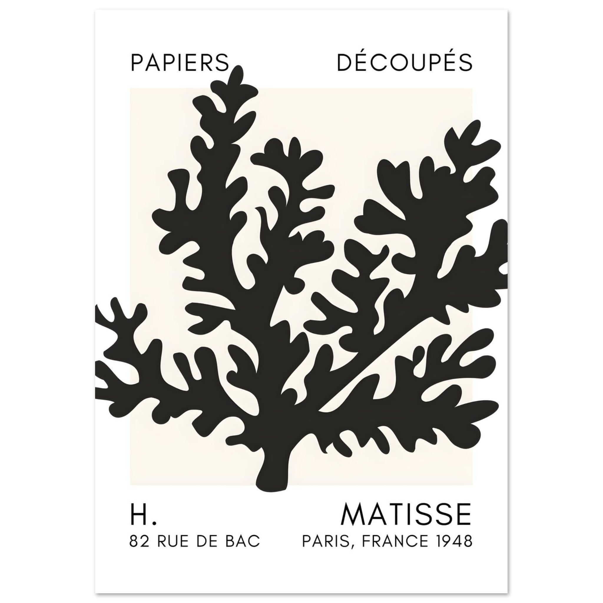 Artfulprints Poster Matisse – Aqua bloom black  - A4 21x29.7 cm - Zwart
