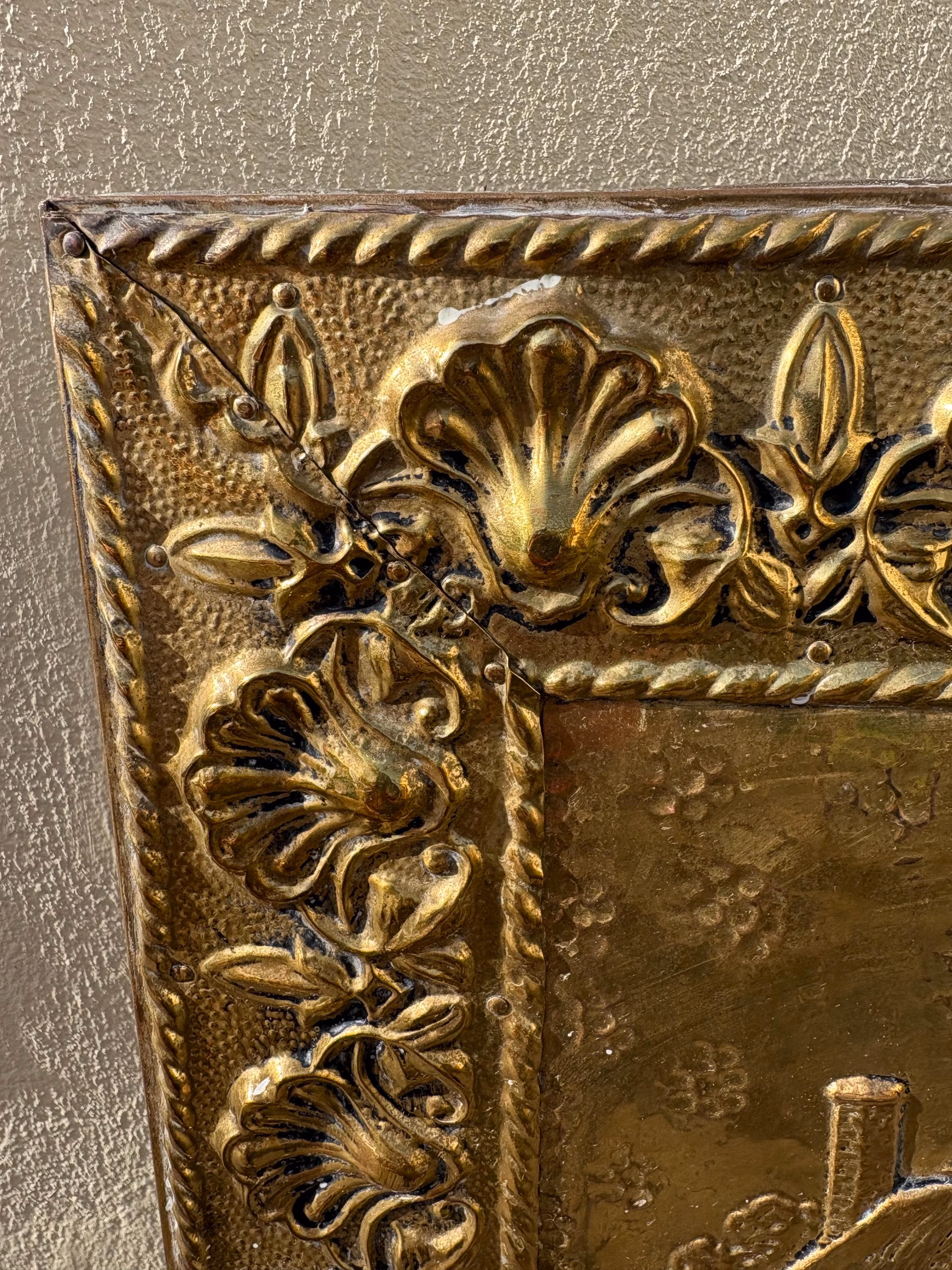 Victorian style fire screen depicting Ann Hathaway’s cottage