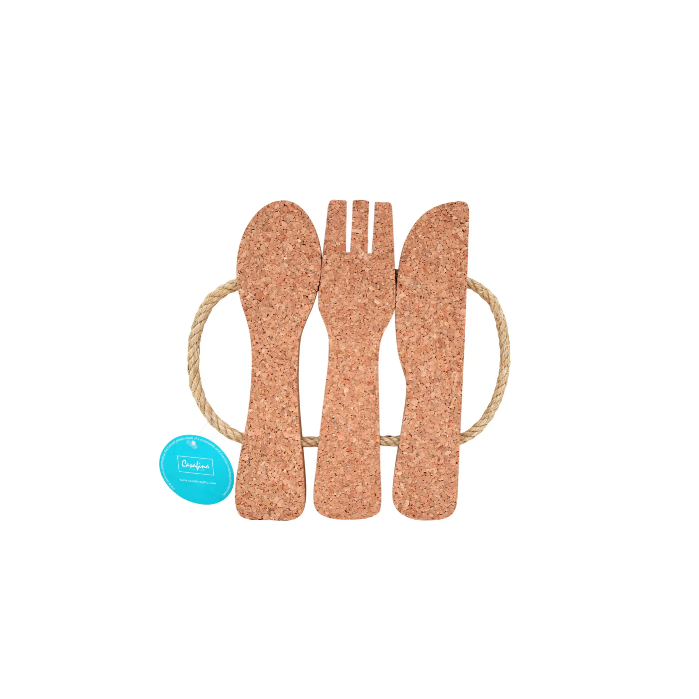 3 Piece Cutlery Set Trivet with Rope Handle Cork, Casafina by COSTA NOVA