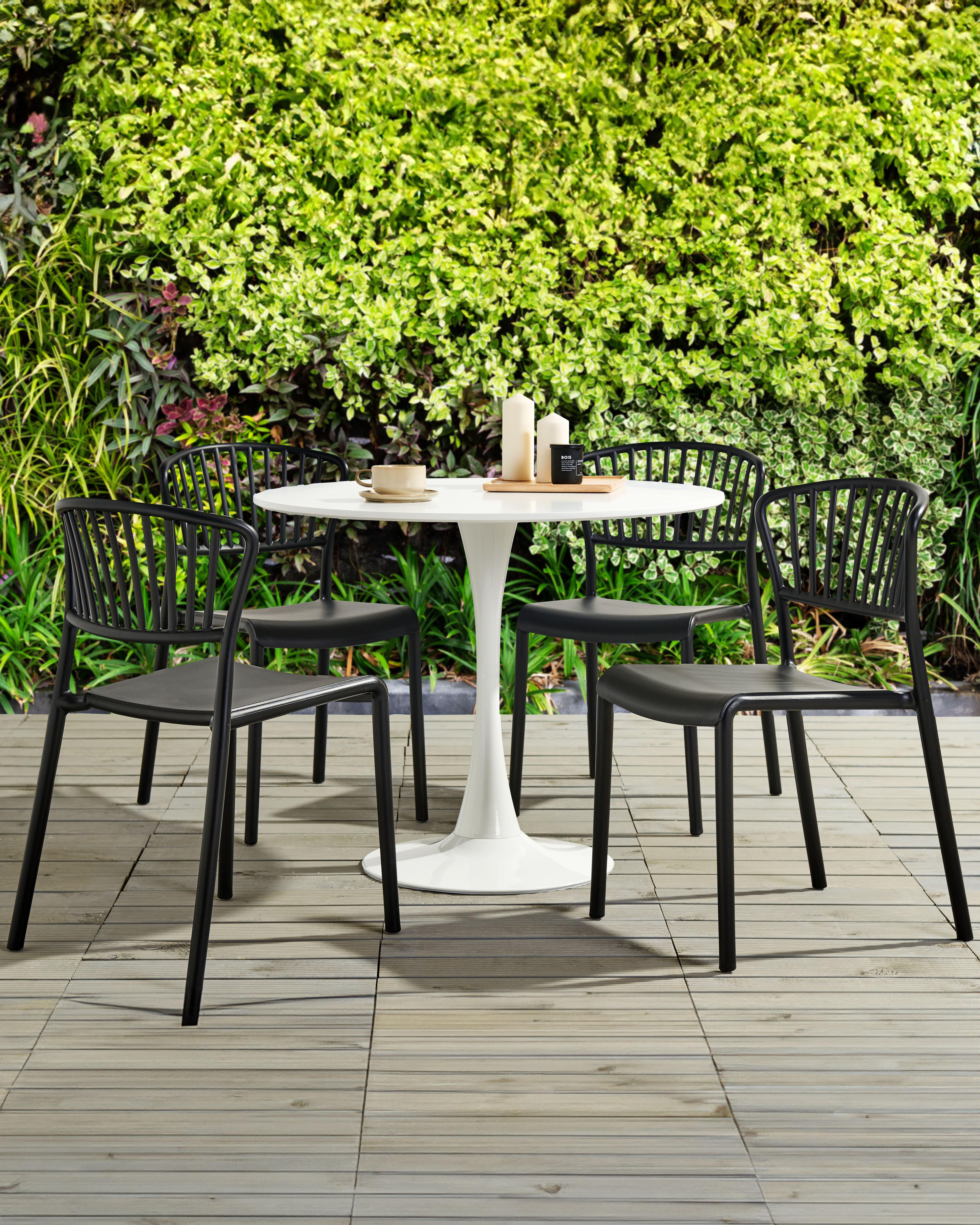 Set of 4 Garden Chairs GELA Black