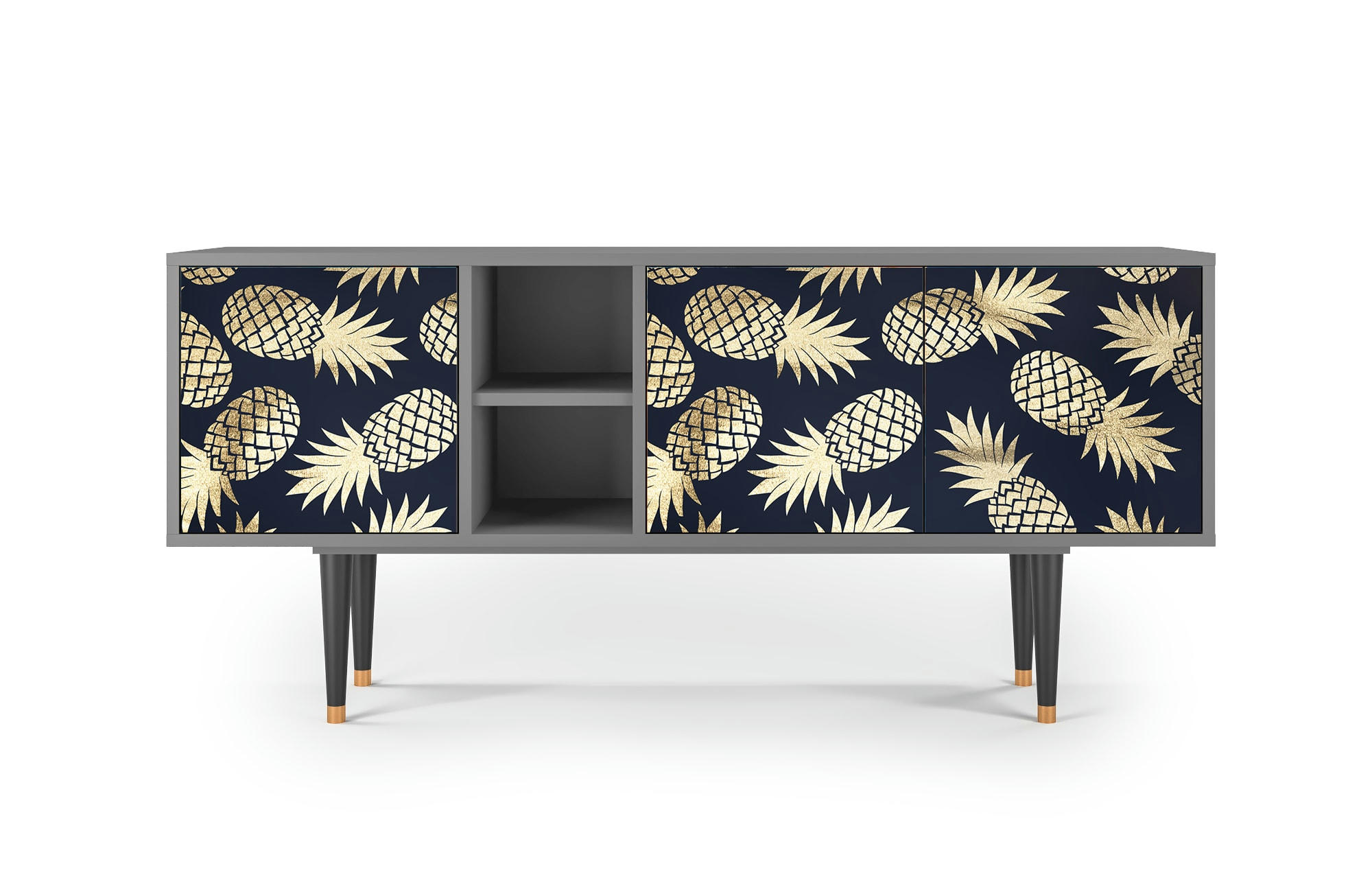 SUNNY PINEAPLE - Meuble TV  bleu et jaune 3 tiroirs L 150 cm