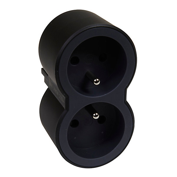 Multiprise 2 prises Legrand noir et gris