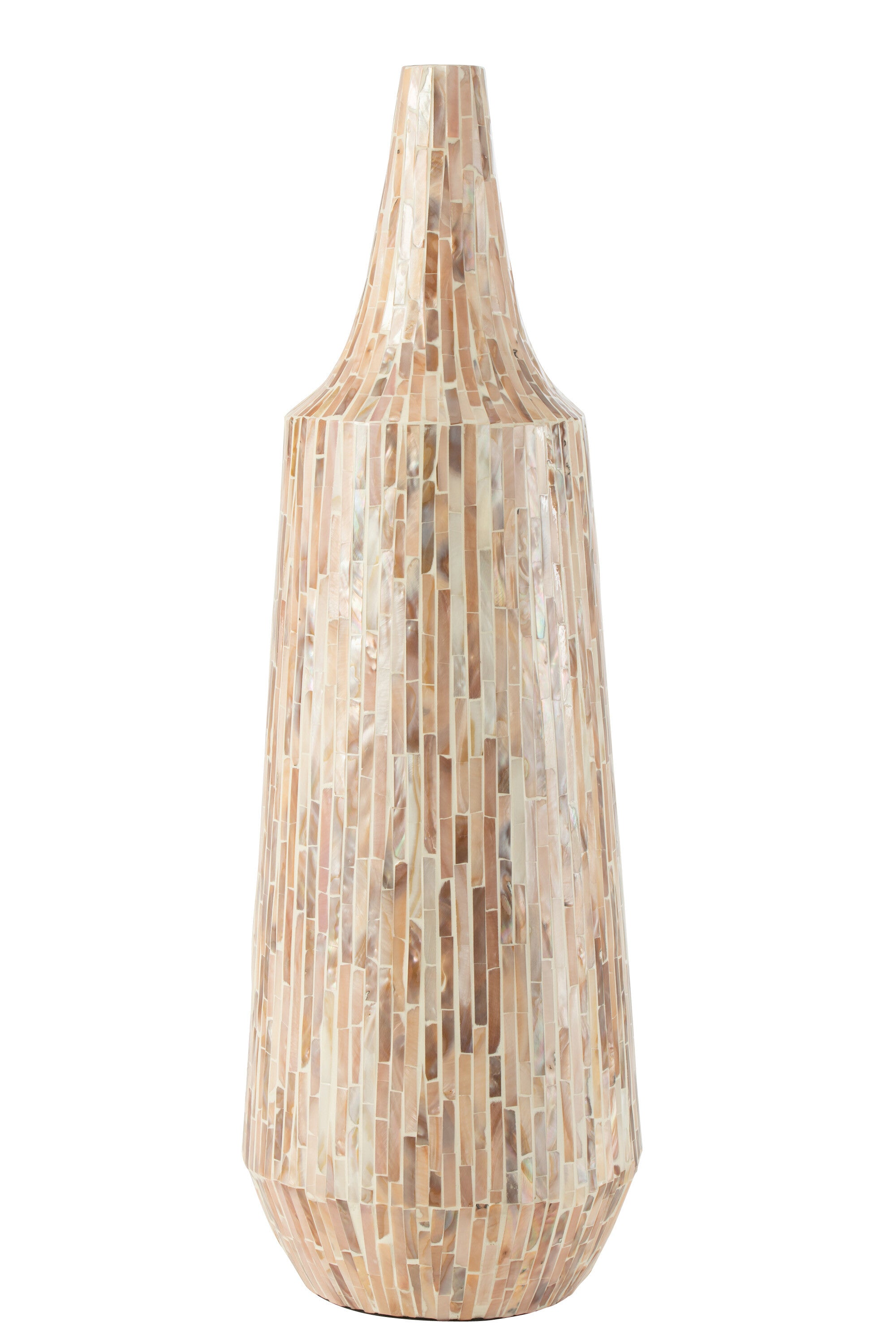J-Line vaas Nuye Fles - schelpen/papier - beige - 72 cm hoog