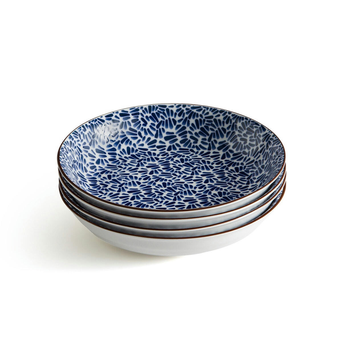 Lot 4 assiettes creuses motif coquillages, Bowlia