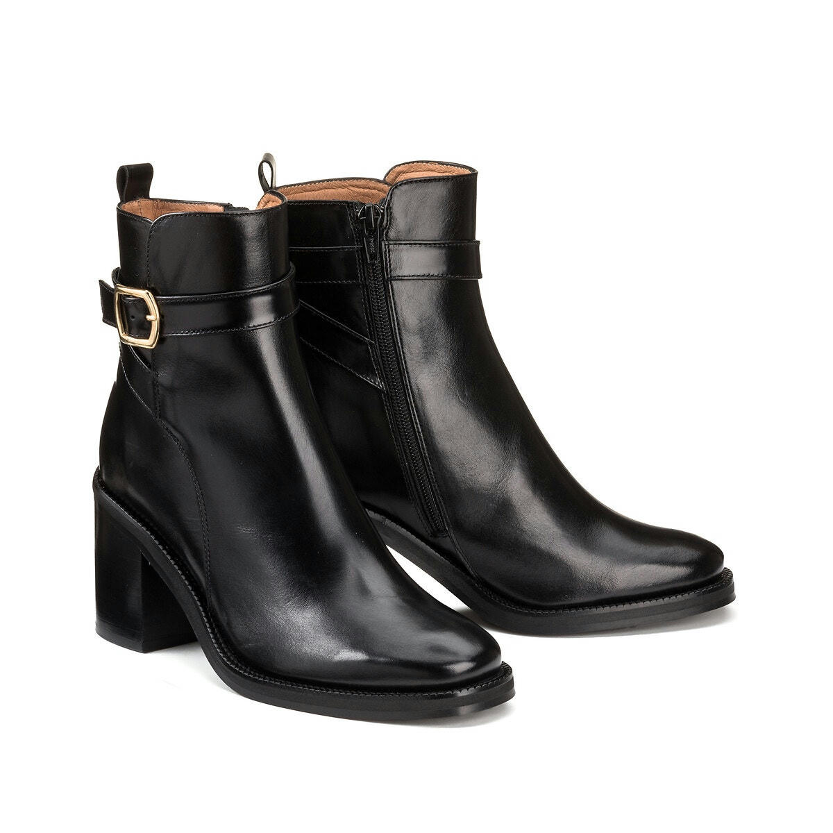 Boots en cuir talon large