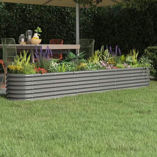 NNEVL Garden Planter Powder-coated Steel 260x40x36 cm Grey