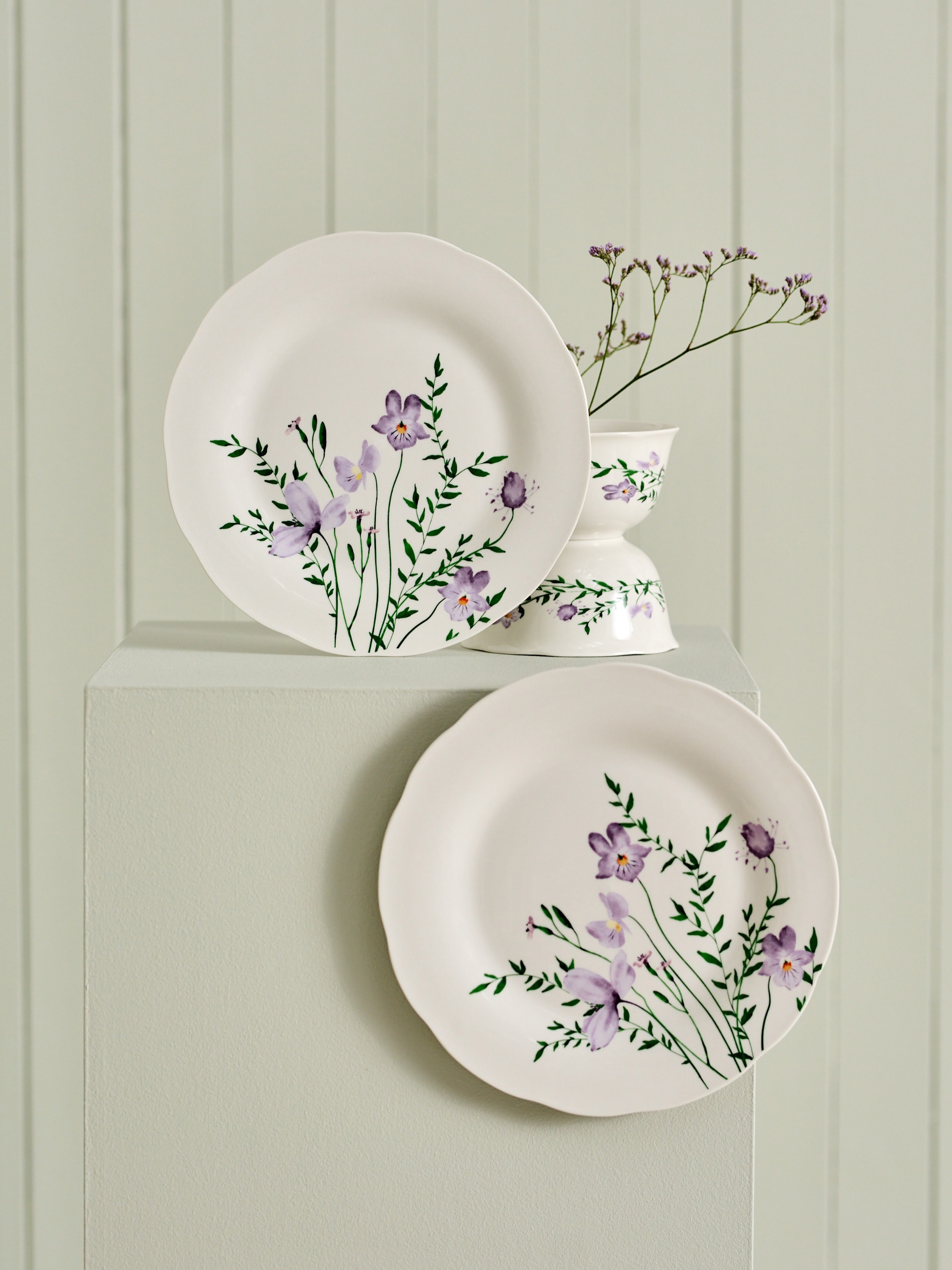 Ceramiczne talerze z motywem kwiatowym 2 pack