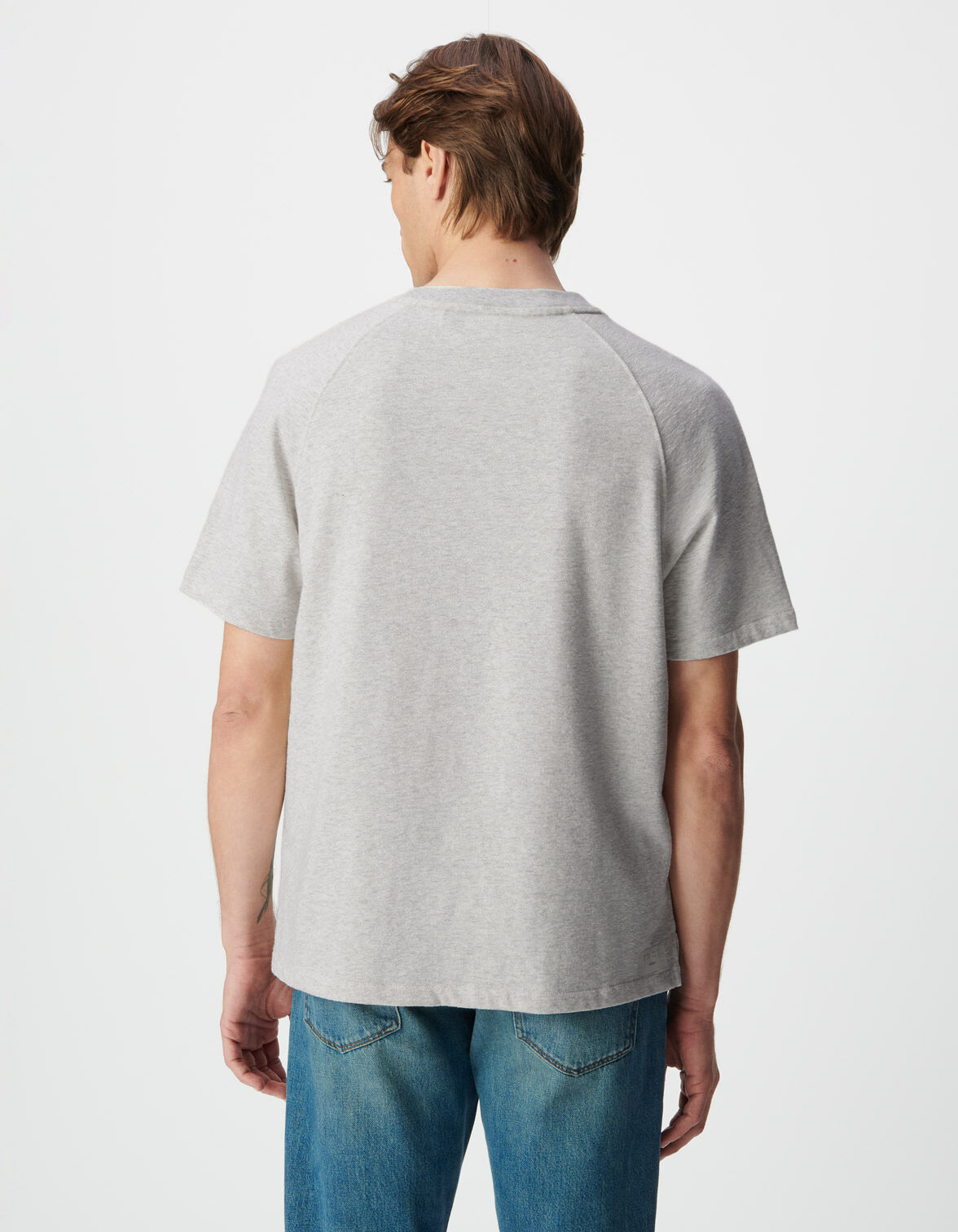 T-shirt manches courtes gris maille fantaisie Homme