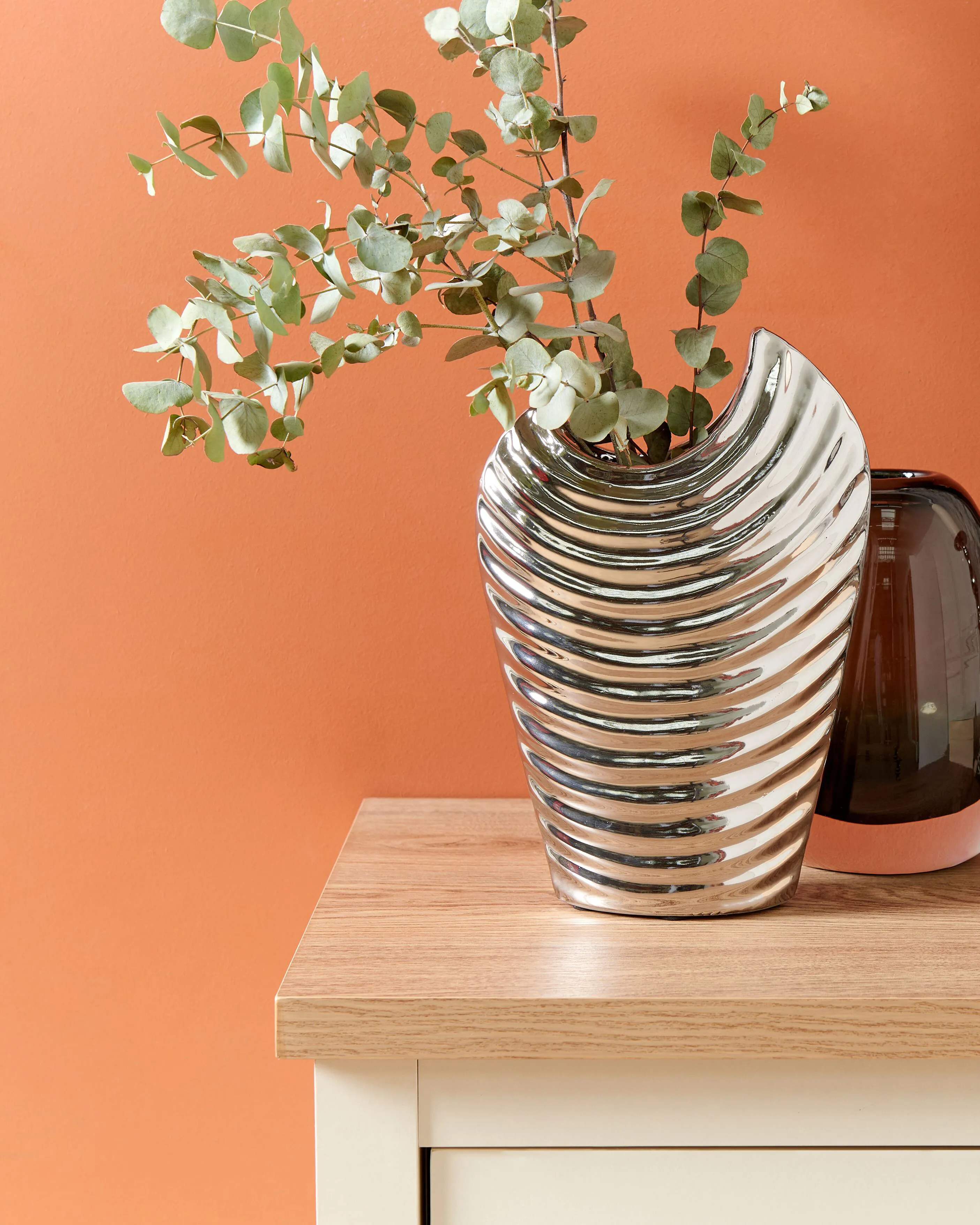 Decorative Vase ECETRA Stoneware 26 cm Silver