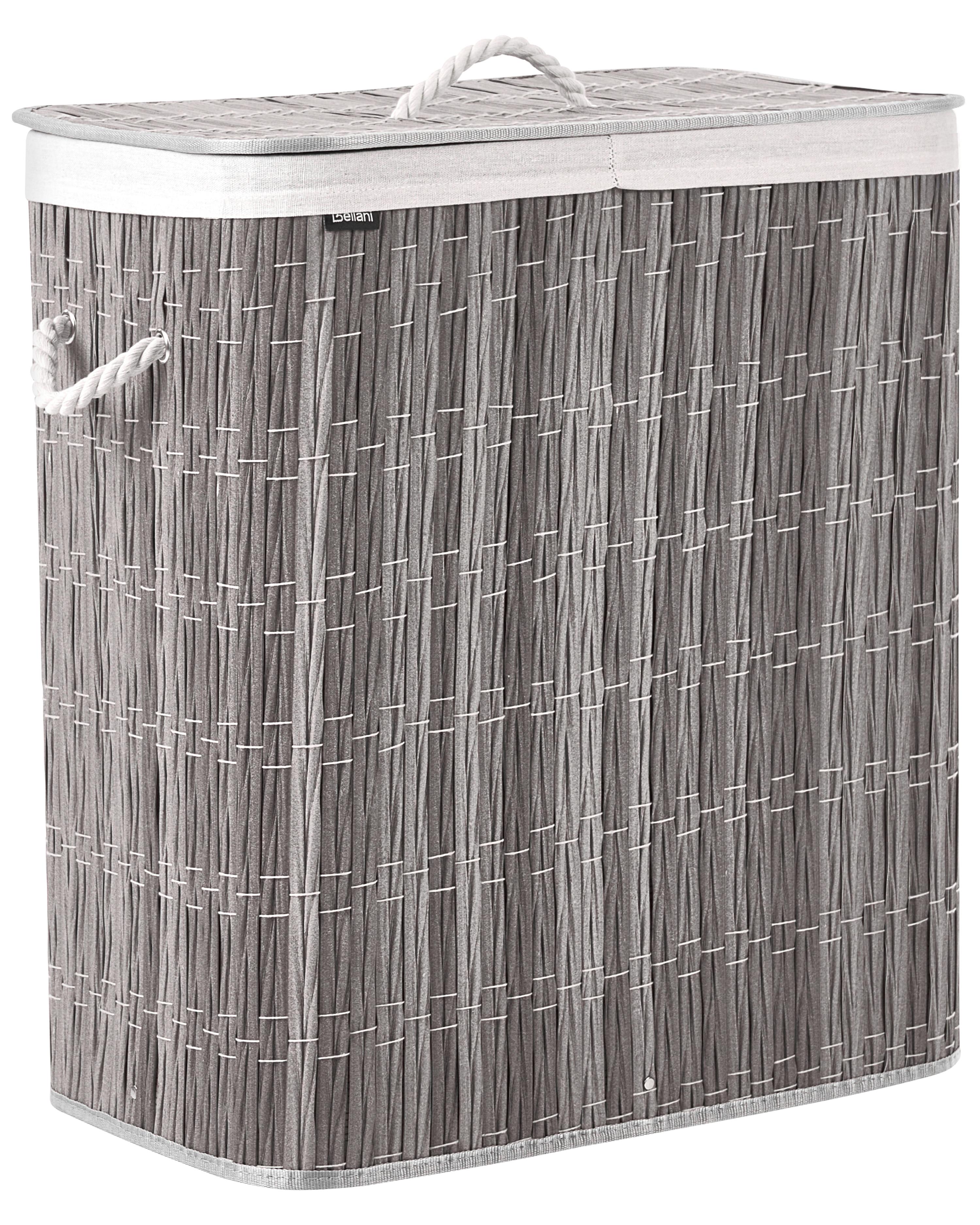Laundry Basket with Lid ARRAIAS Fabric Grey 100 L