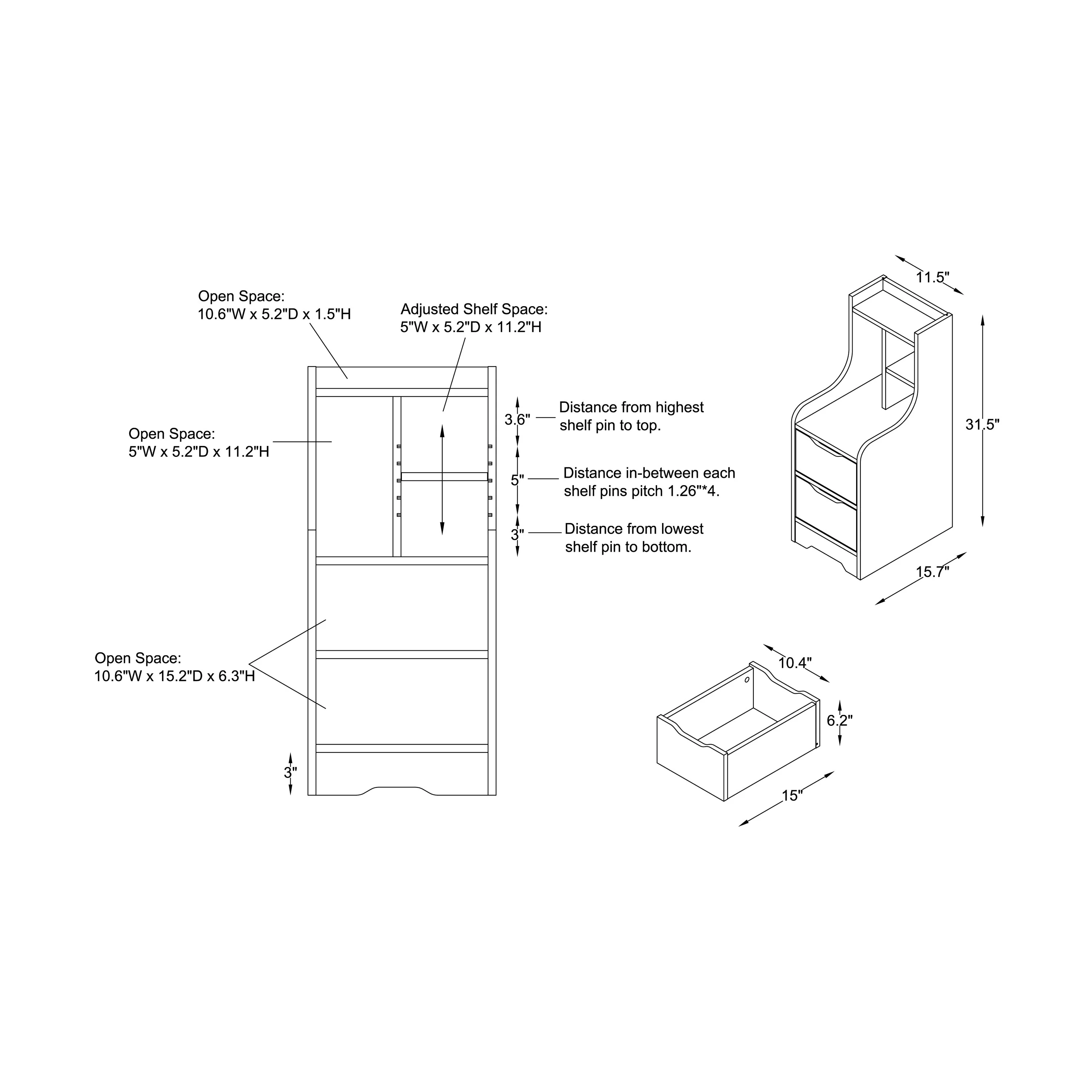DH BASIC Contemporary 2-Drawer Nightstand with Shelf by Denhour