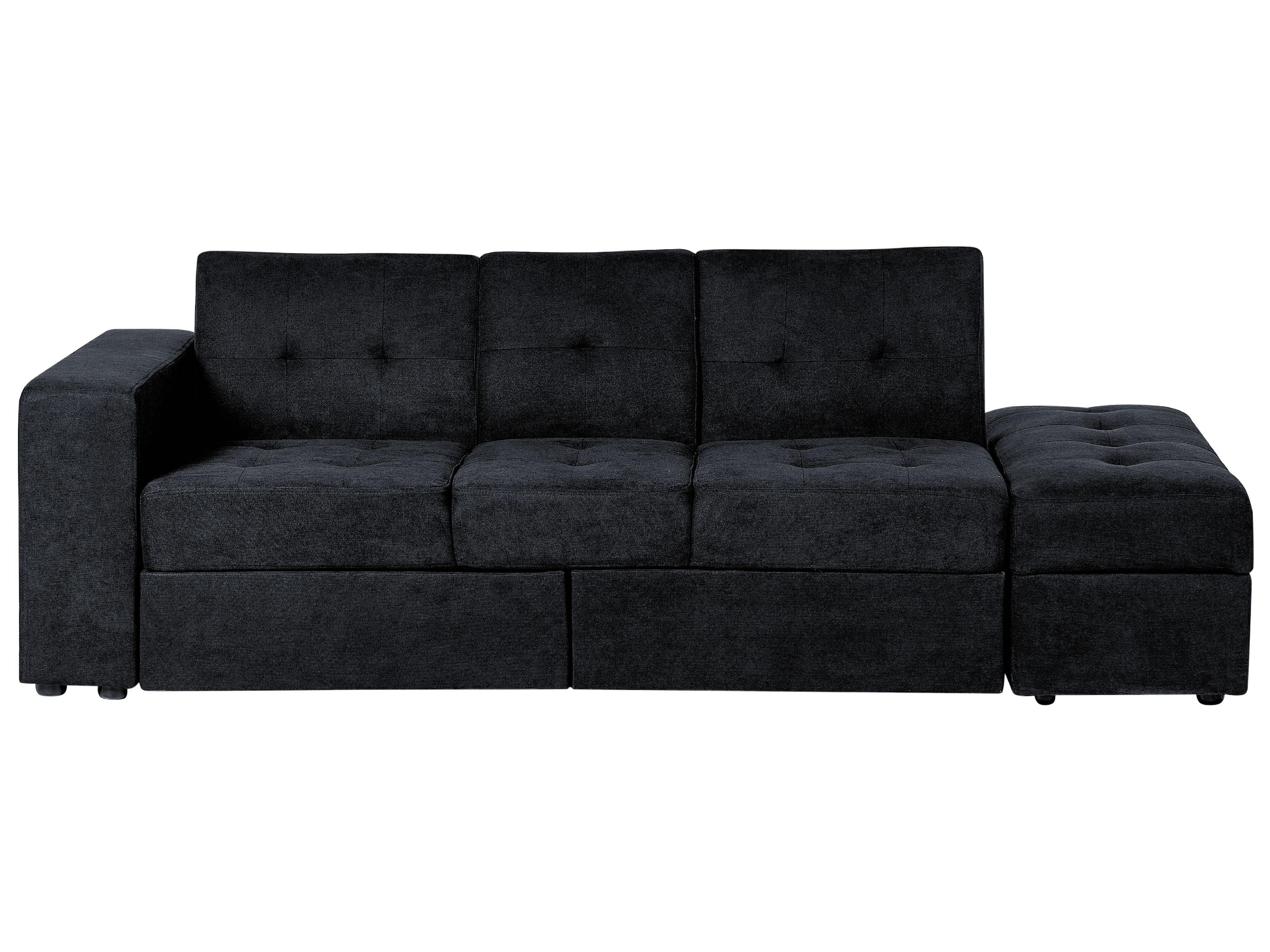 Sofa Bed 3 Seater FALSTER Fabric Black with Storage