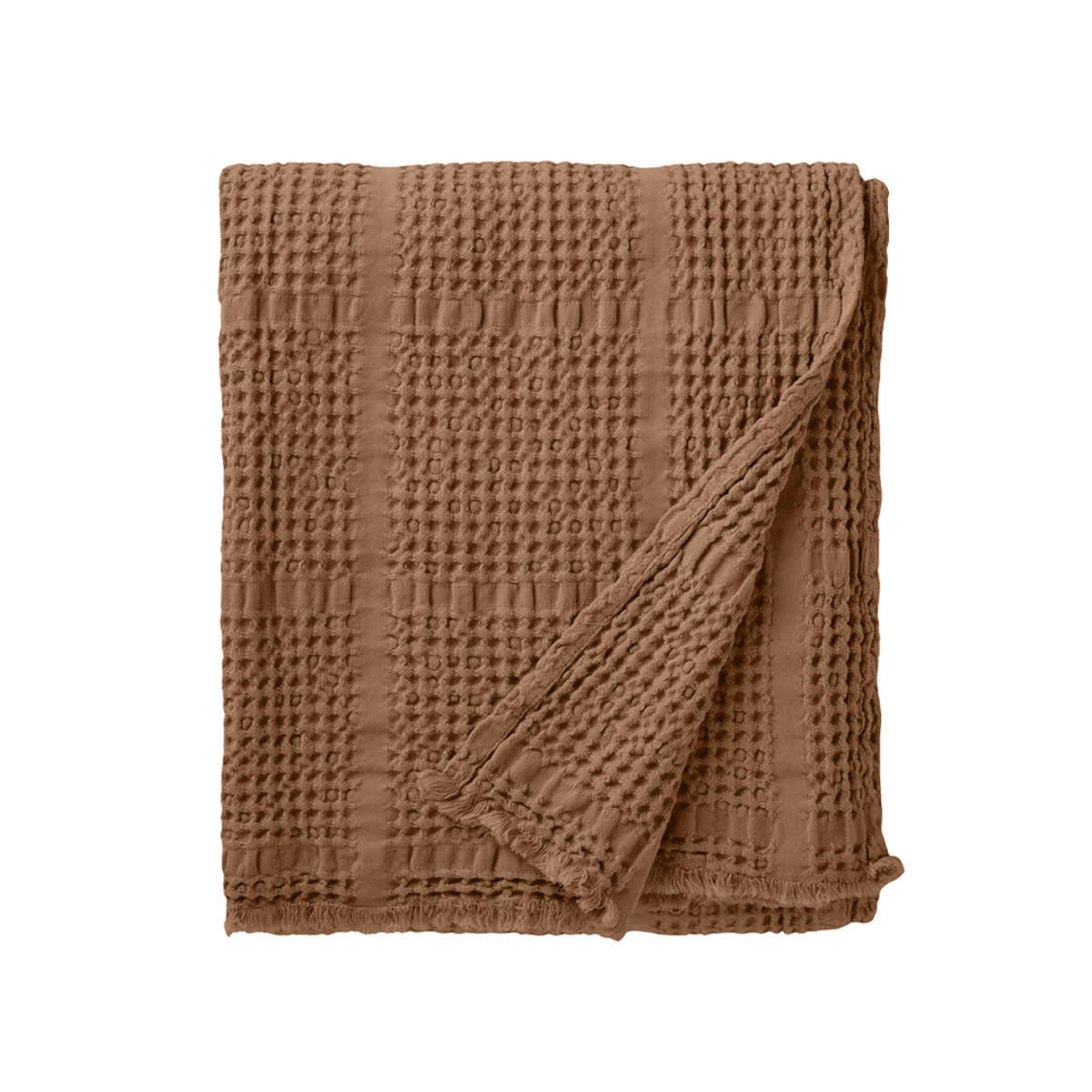 YOGI - Plaid en jacquard de coton marron 130x170