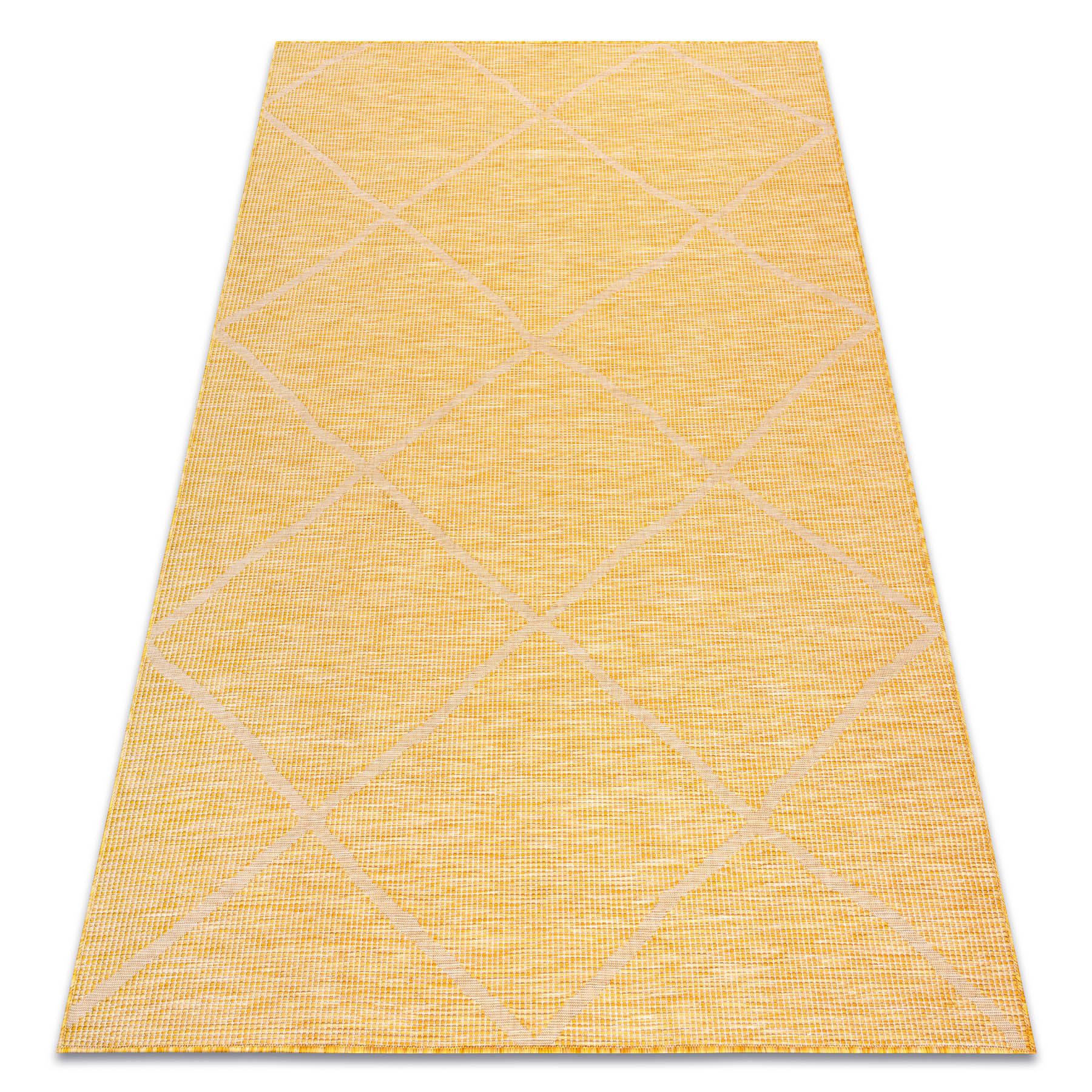 Dywan SZNURKOWY SIZAL płaskotkany PATIO 3075 romby żółty / 78x150 cm