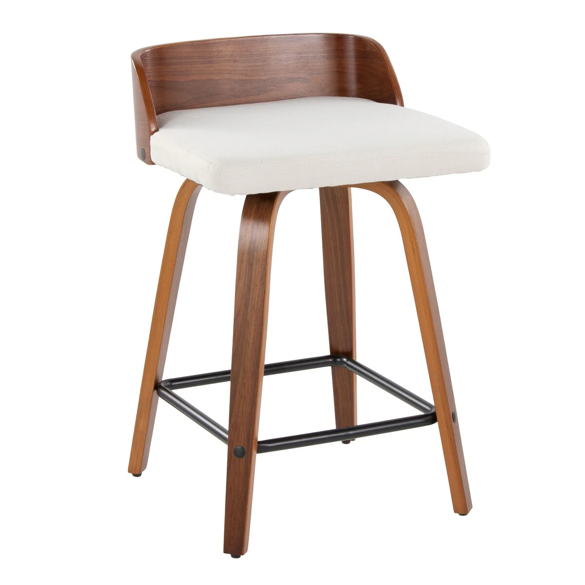 Carson Carrington Marstrand 24 Fixed-Height Counter Stool with Bent Wood Legs & Square Footrest (Set of 2)