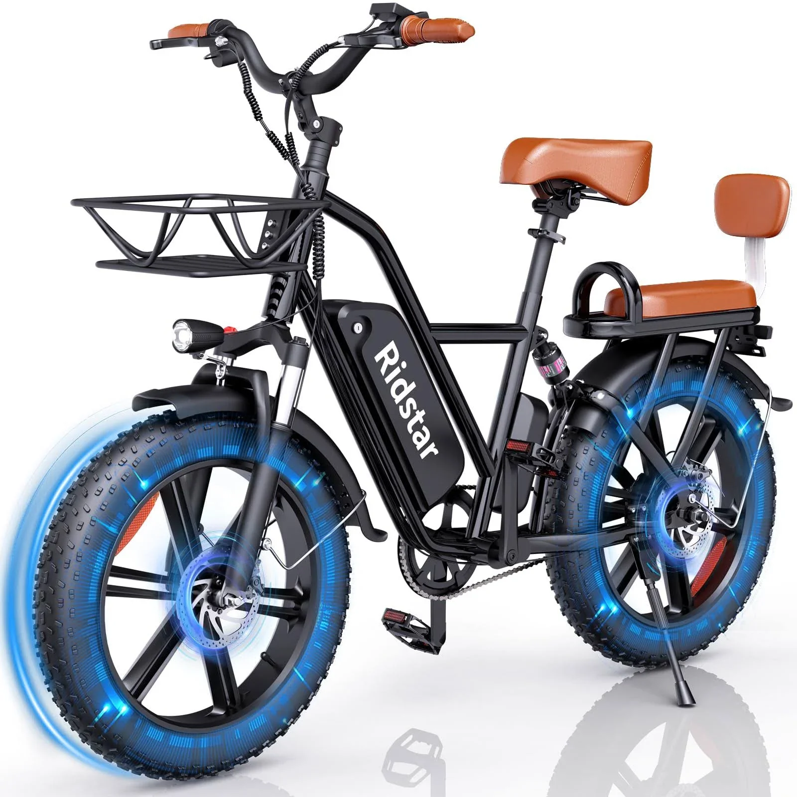 Bopzin 1000W Electric Bike for Adults 48V 15Ah Removable Battery Ebike 20 x 4.0 - 1000W