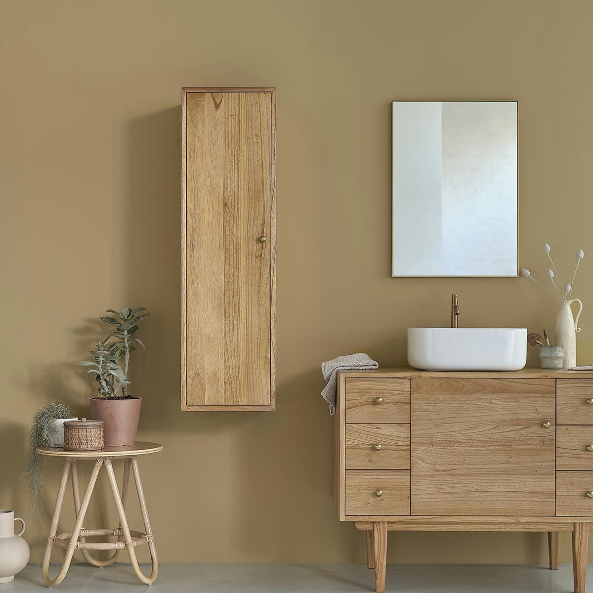 FIFTIES - Colonne de salle de bain suspendue en mindi massif