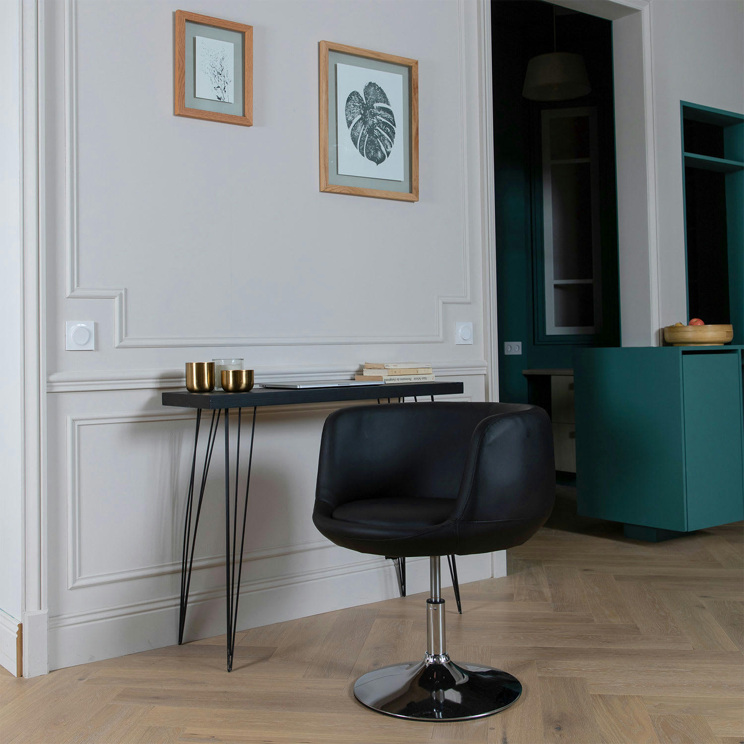 NOLAN - Tabouret de bar en simili cuir noir