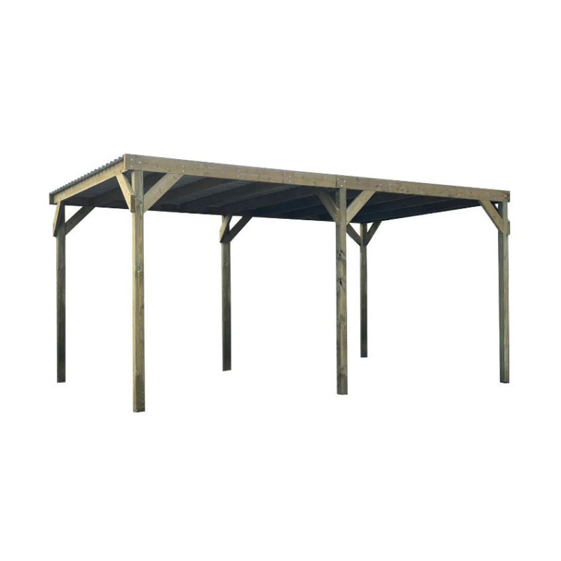 Carport en bois 3 x 5 x 2,43 m SOLID