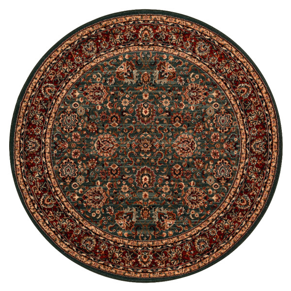 Dywan wełniany KASHQAI 4362 400 ornament zielony / bordo koło 120 cm
