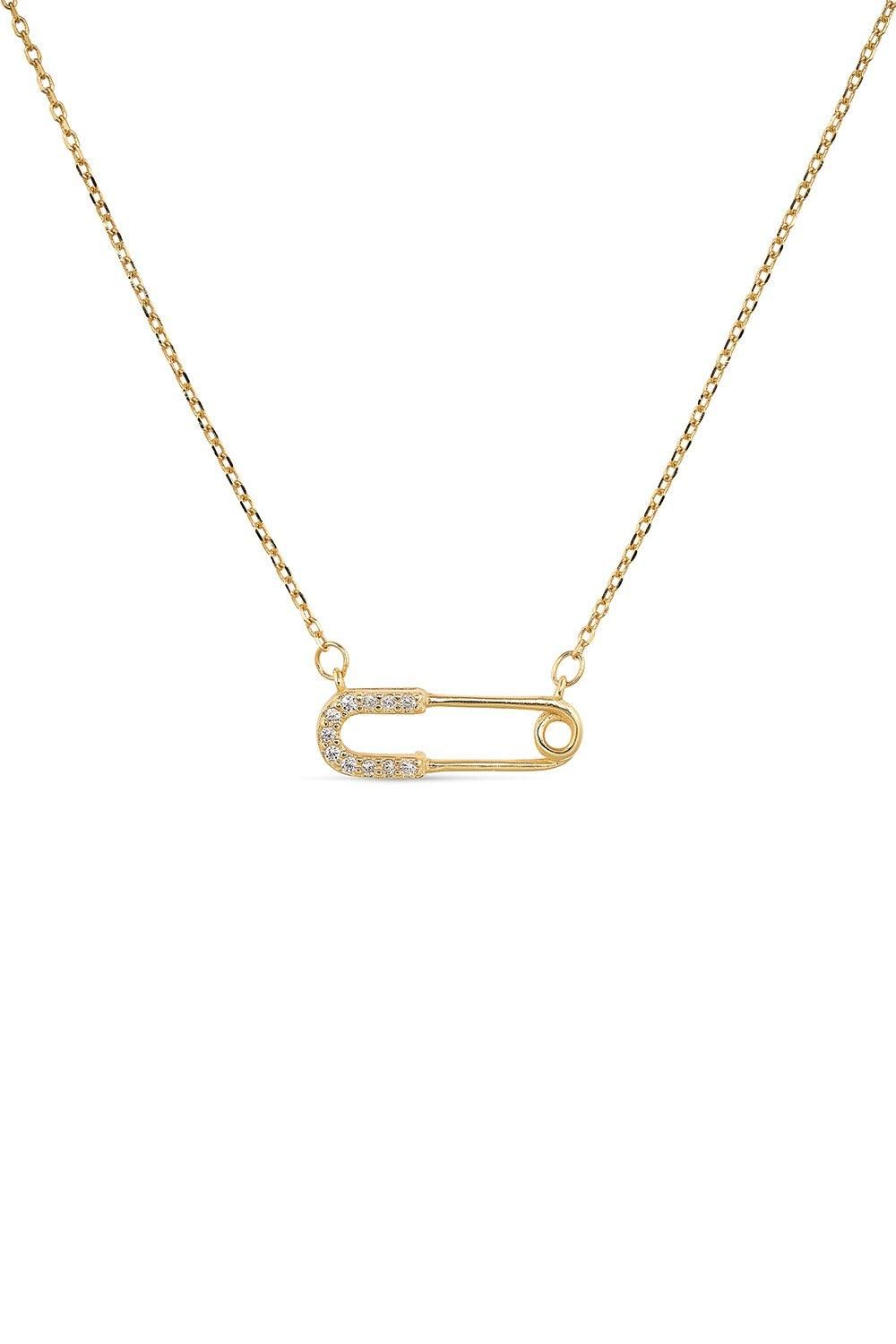 Elk & Bloom Dainty 14K Gold Safety Pin Necklace