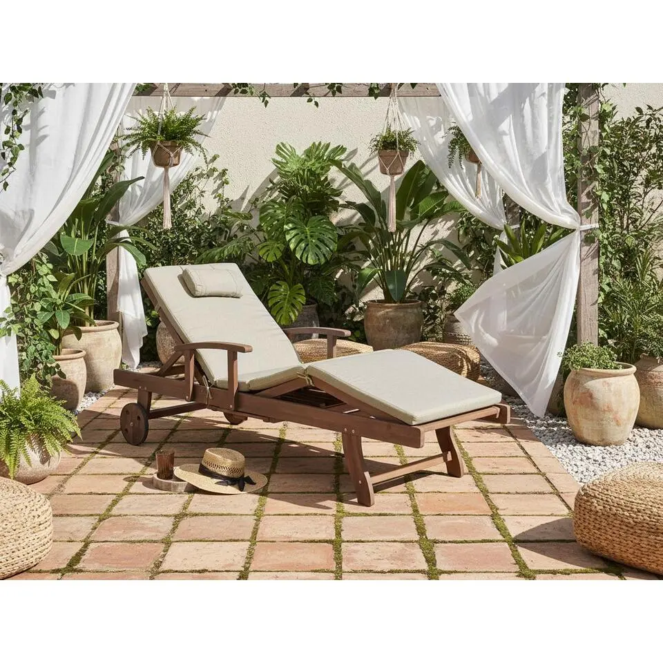 AMANTEA PREMIUM II - Tuinligstoel - Taupe - Acaciahout