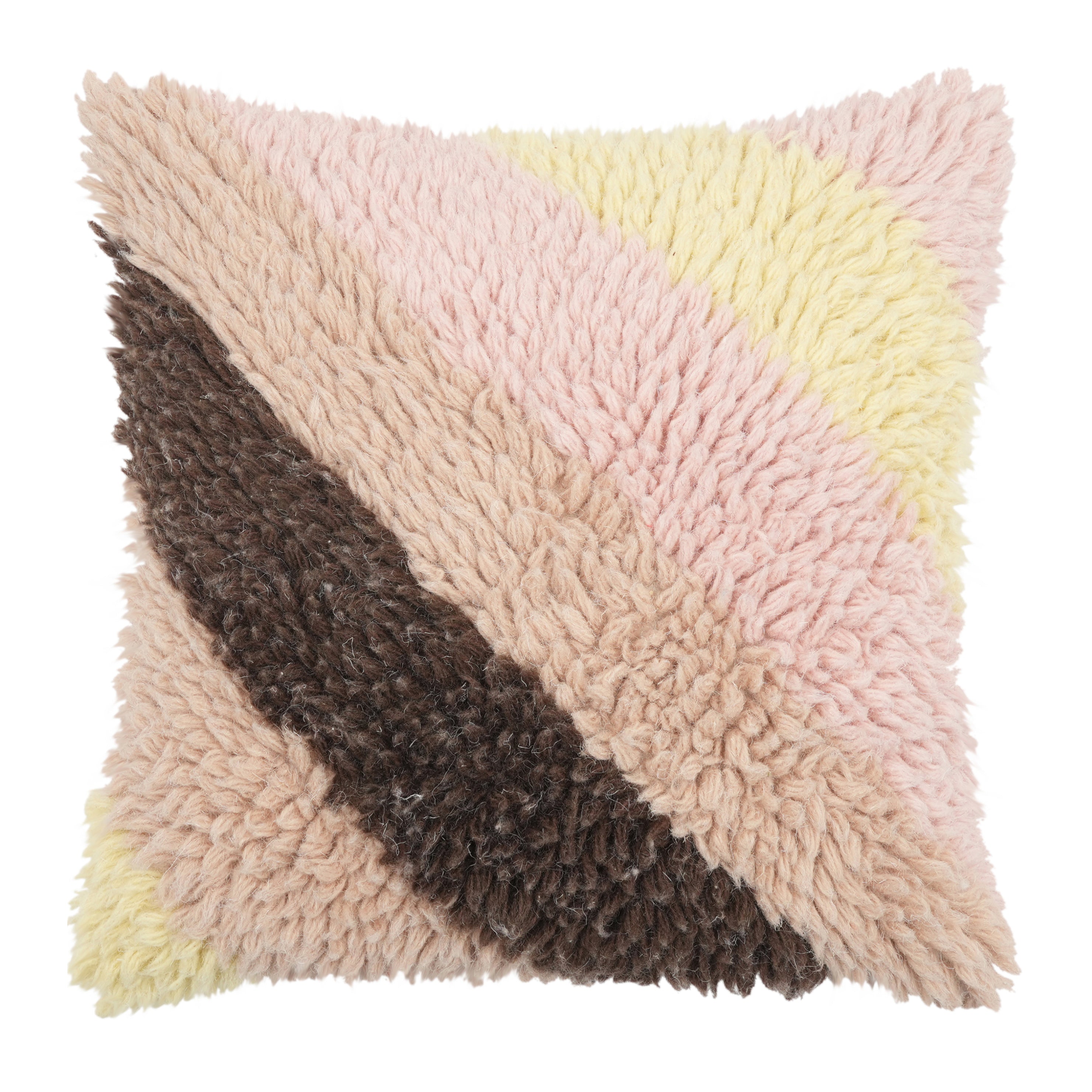 by fonQ Strippi Sierkussen 50 x 50 cm - Roze / Geel