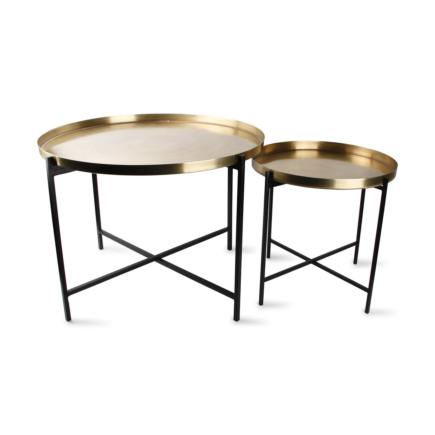 S|P Collection - Bijzettafel geborsteld goud Patio - Set van 2