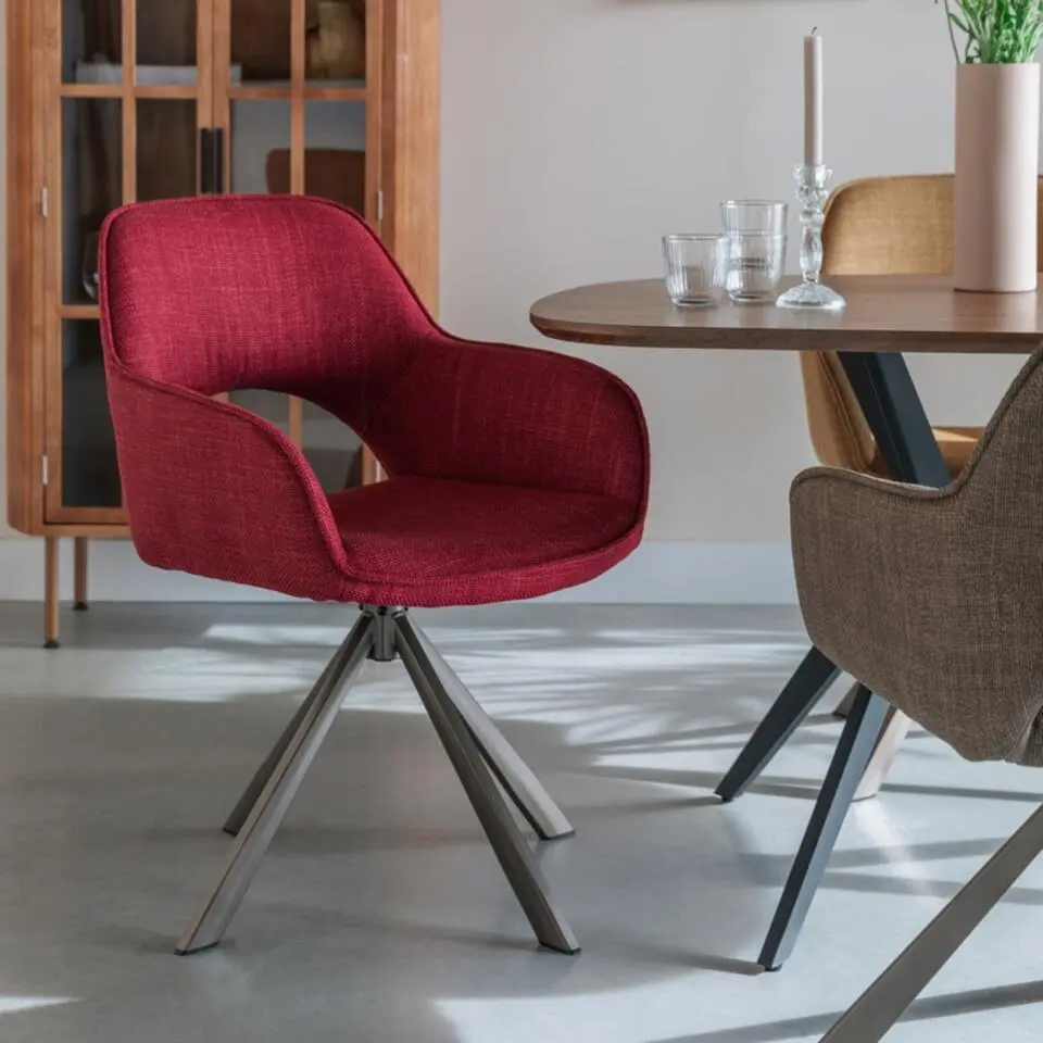 Eetkamerstoel Rood Stof - Draaibaar - Toye - Set van 2