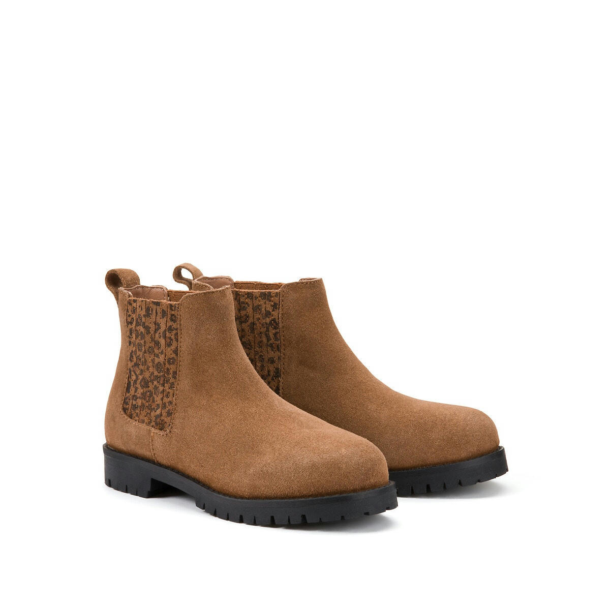 Bottines cuir, détail léopard