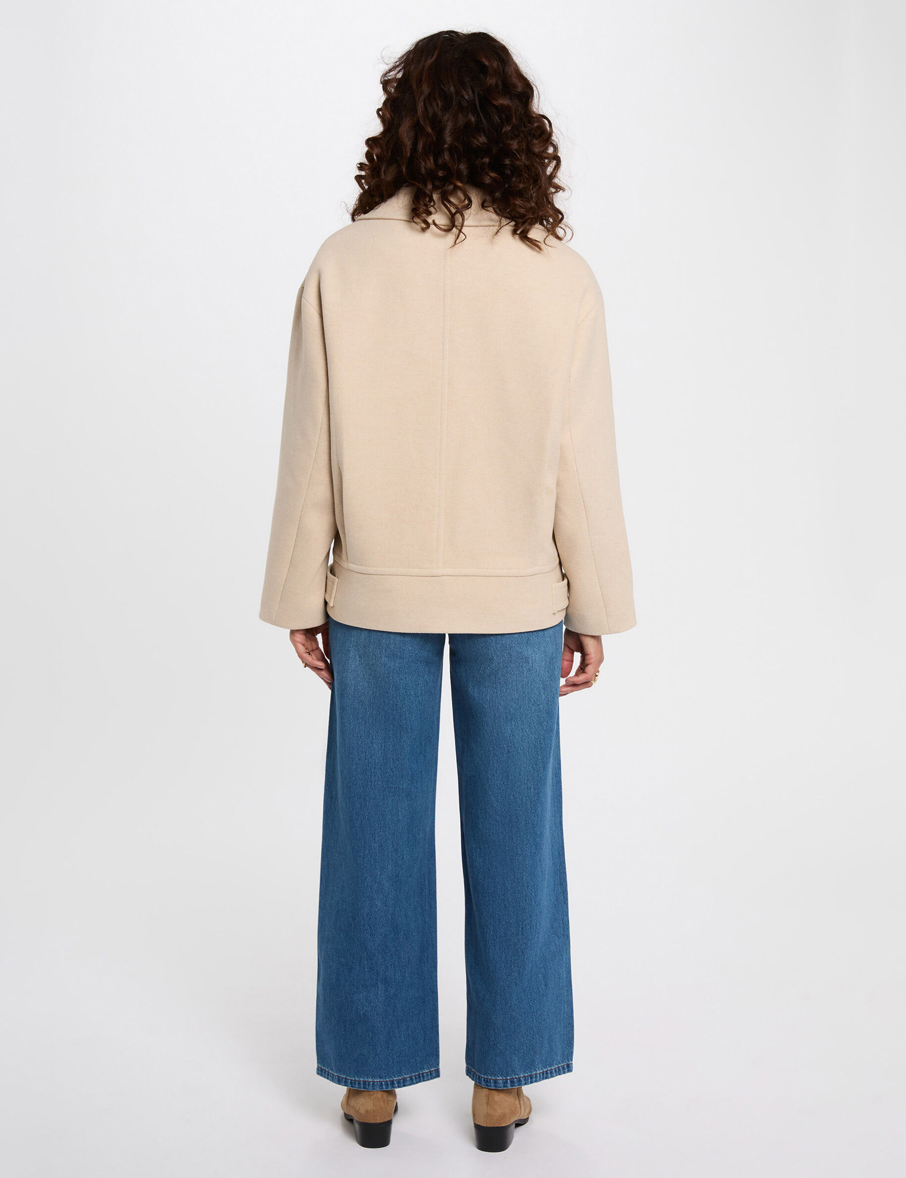 Short Boucle Jacket Beige Women